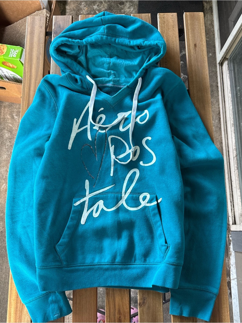 Aeropostale Teal Hoodie with Script Logo